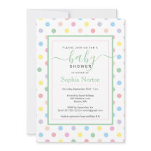 Inbjudan till Mjuk Pastel Polka dots Baby Shower