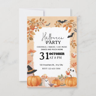 Inbjudan till mjuk vattenfärg i Halloween fest