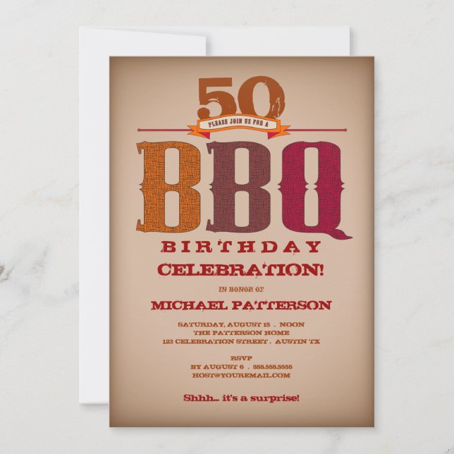 Inbjudan till Mlestone Birthday BBQ Firande (Framsida)