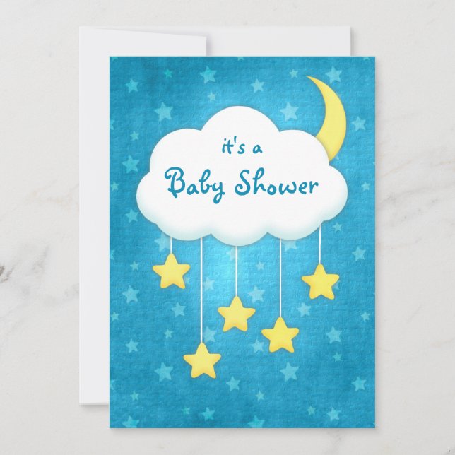 Inbjudan till Mobile Baby Shower i molnet (Framsida)