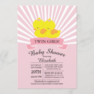 Inbjudan till modern Anka Twin Girl Baby Shower