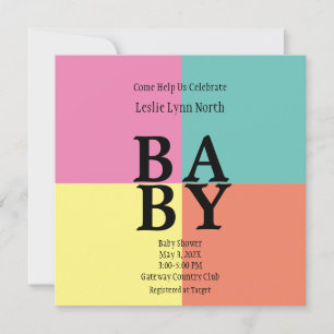 Inbjudan till Modern BABY Colorful Blocks Shower