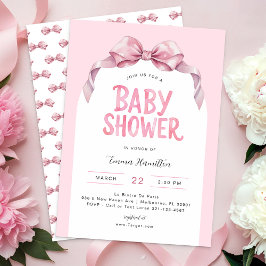 Inbjudan till modern babyåda i Coquette Bow - Cute