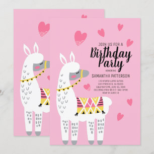 Inbjudan till modern Cute Llama-födelsedag