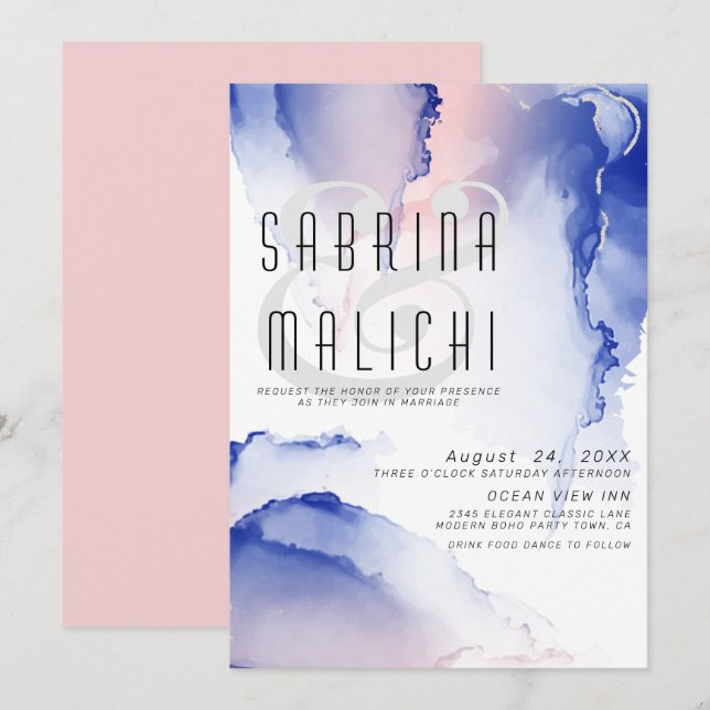 Inbjudan till Modern Fluid Bläck i Ro, , balt (Fram/baksida)