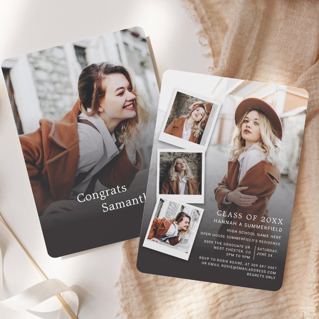 Inbjudan till Modern Grad-partiet i Studenten Phot (Graduation Photos Modern Grad Party Invitation)