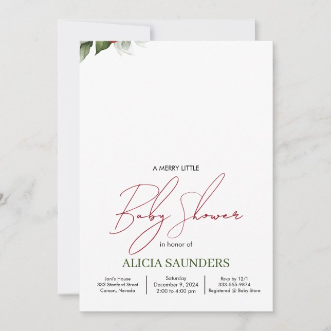 Inbjudan till modern Helgdag Babydusch (Framsida)