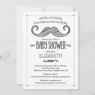 Inbjudan till modern Mustache Baby Shower
