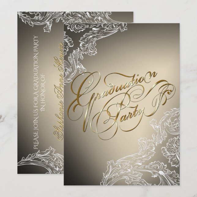 Inbjudan till modern Snöre och Studenten i Calligr (Fram/baksida)