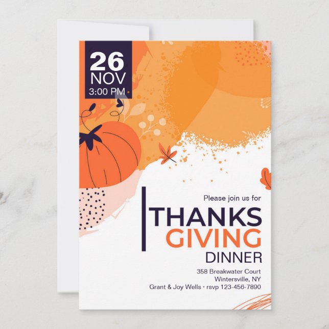 Inbjudan till modern Thanksgiving på middagen (Framsida)