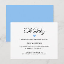 Inbjudan till Modern White Blue Oh Baby Shower