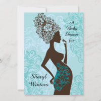 Inbjudan till Moderskap Silhouette Blue Baby Showe