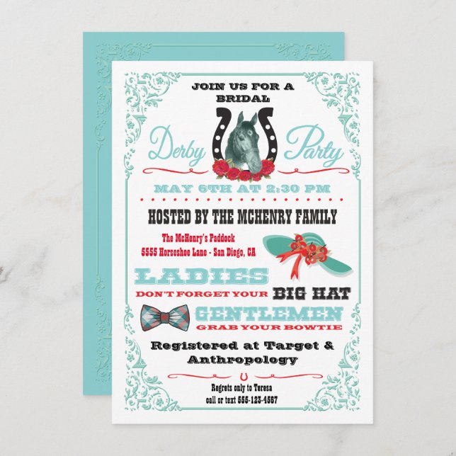 Inbjudan till Möhippa av Derby Horse Tävla-part (Fram/baksida)