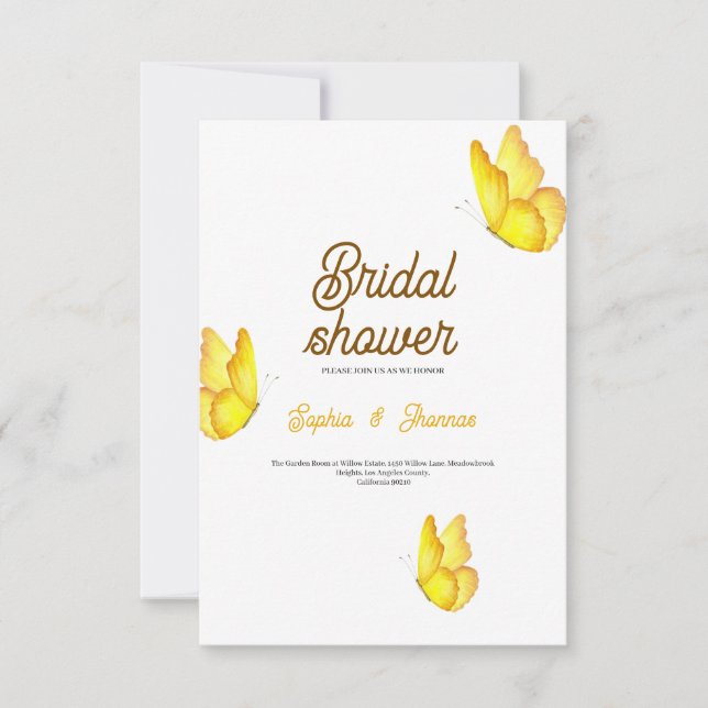 Inbjudan till möhippa av gult-butterfly (Framsida)