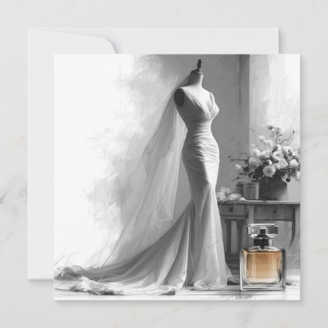 Inbjudan till Möhippa av romantiskt Vintage  Sketc (Framsida)