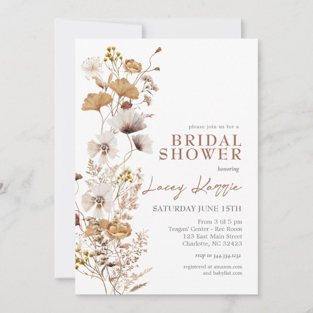 Inbjudan till Möhippa av Terracotta Wildblomma (Framsida)