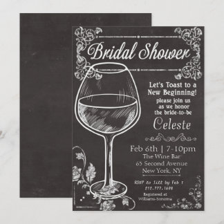 Inbjudan till möhippa Chalk Chalkboard Vin