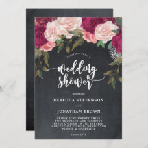 Inbjudan till möhippa för Burgundy-blommigt-krita