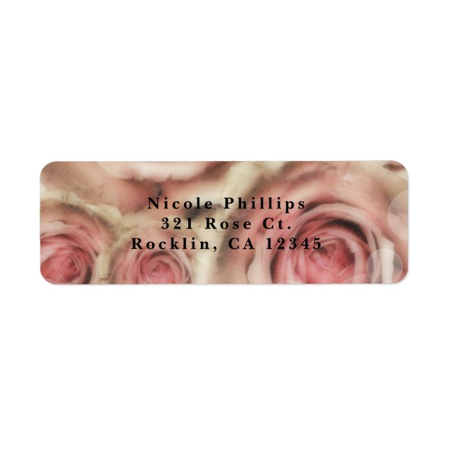 Inbjudan till Möhippa för rosa ros Elegant  Returadress Etikett (Framsidan)