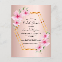 Inbjudan till möhippa guld rosa-blommor