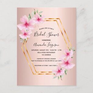 Inbjudan till möhippa guld rosa-blommor