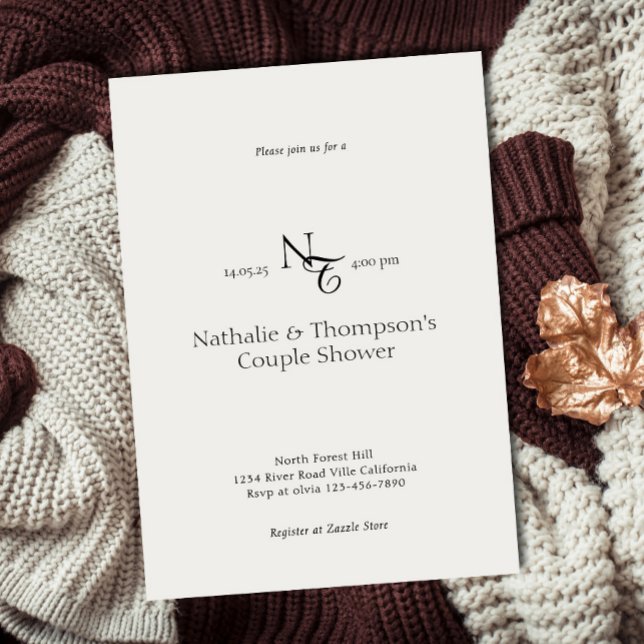 Inbjudan till Möhippa om elegant Monogram par Show (Skapare uppladdad)