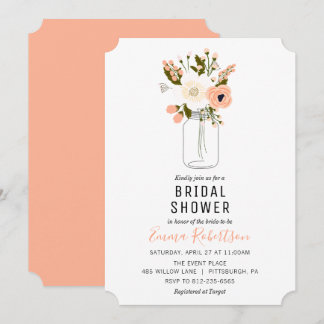 Inbjudan till möhippa Peach Bouquet Shower