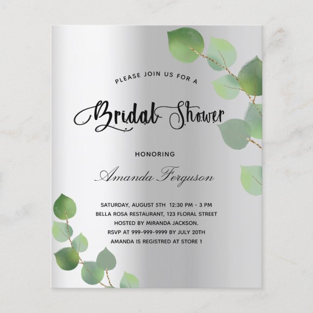Inbjudan till möhippa silver eucalyptus (Framsida)