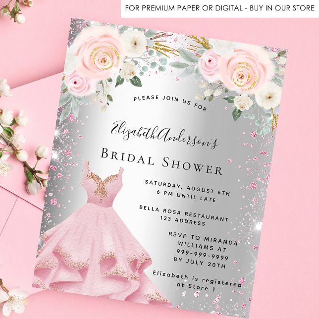 Inbjudan till möhippa silver rosa i glitter flygblad (Skapare uppladdad)