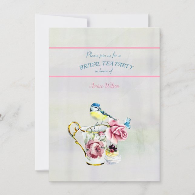 Inbjudan till möhippa Tea Party Shower (Framsida)