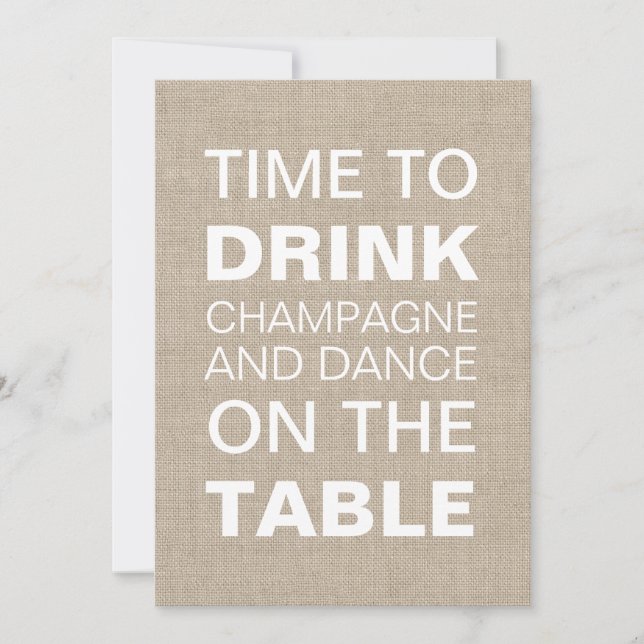 Inbjudan till Möhippan Burlap Typografi (Framsida)