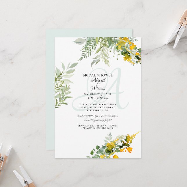 Inbjudan till Möhippan Foliage Gult Wildblommor (Fram/Back In Situ)