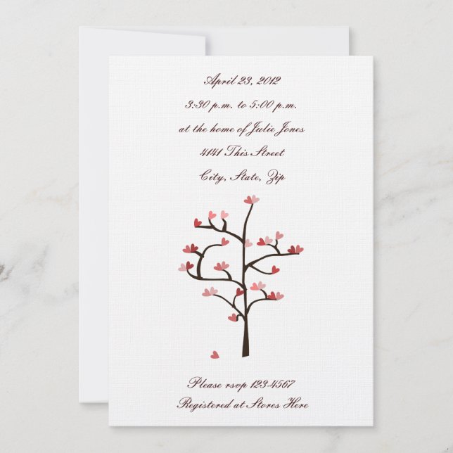 Inbjudan till Möhippan Heart Träd (Framsida)