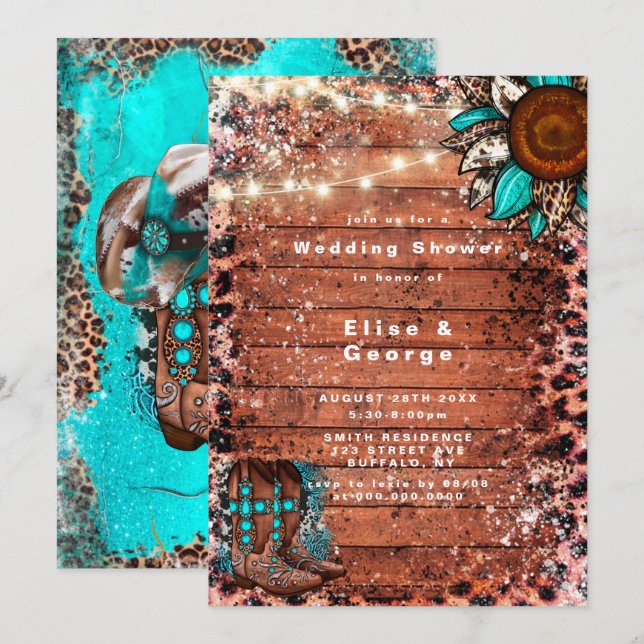 Inbjudan till Möhippan Land Turcos Boots (Fram/baksida)