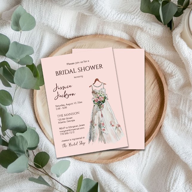 Inbjudan till Möhippan Mjuk Rosa Watercolor Gown S (Skapare uppladdad)