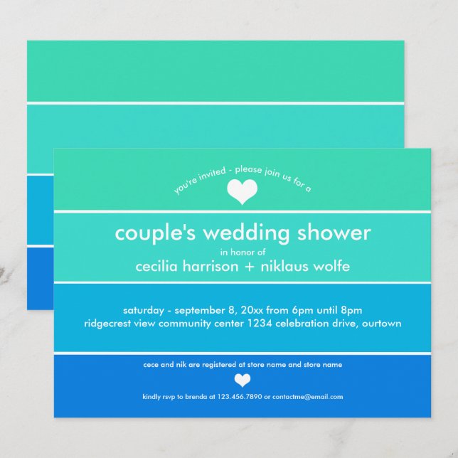 Inbjudan till Möhippan Modern färgruta (Fram/baksida)