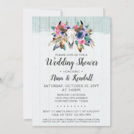 Inbjudan till Möhippan Rustic Blommigt Cow Skull