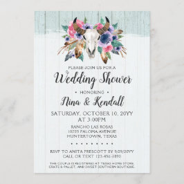 Inbjudan till Möhippan Rustic Blommigt Cow Skull