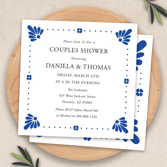 Inbjudan till Möhippan Talavera Mexikanska golfen (Talavera Mexican Wedding Shower Invitation by Fiesta Valley Print)