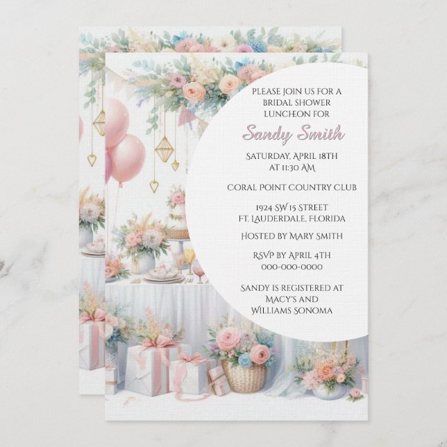 Inbjudan till möhippans vattenfärgsfärg (Fram/baksida)