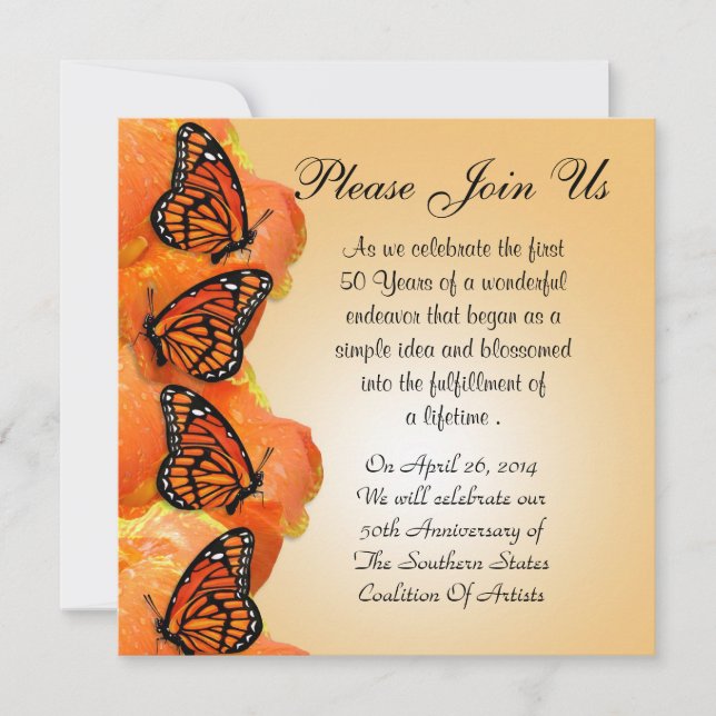 Inbjudan till Monarch Butterflies för varje händel (Framsida)