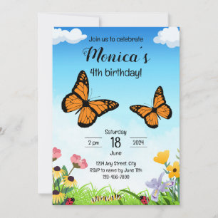 Inbjudan till Monarch Butterfly Birthday Birthday
