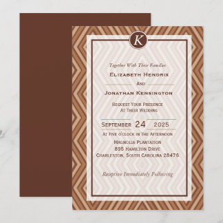 Inbjudan till Monogram Brown och Beige Wedding