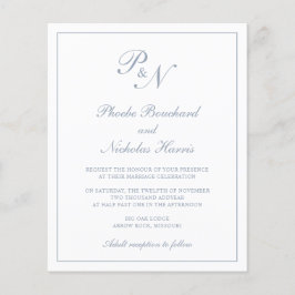 Inbjudan till Monogram Dusty Blue Budget Wedding