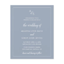 Inbjudan till Monogram Dusty Blue Budget Wedding