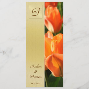 Inbjudan till Monogram Orange Tulip Bröllopsprogra