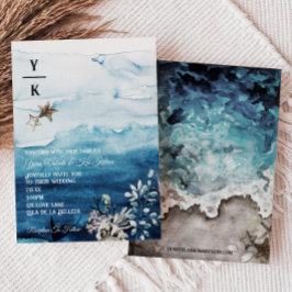 Inbjudan till monogrambröllop i Rustic Ocean