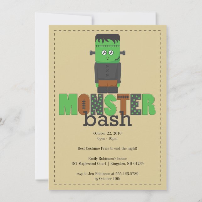 Inbjudan till Monster Bash Halloween fest (Framsida)