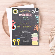 Inbjudan till Monster Birthday Chalkboard