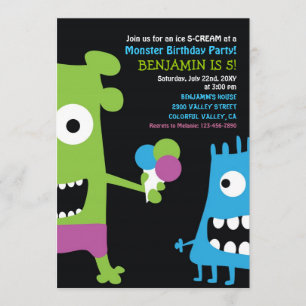 Inbjudan till Monster Birthday Ice Cream Kids Part
